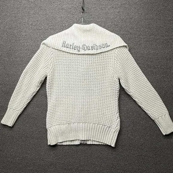 Harley Davidson Women’s L Embroidered Cream Knit Sweater - Picture 2 of 9